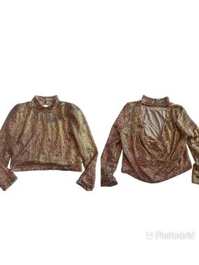 NWT Astr Iridescent Sequin Top in Pink and Gold